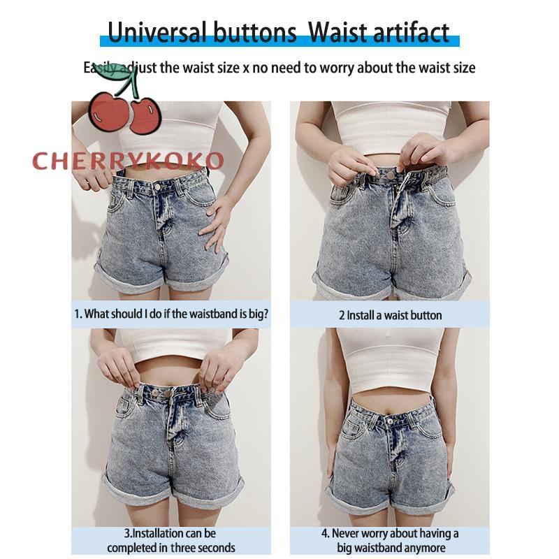 🍒🍒CHERRYKOKO Nút Bấm Quần Jean Eo Hẹp Không Cần Đóng Đinh Có Thể Tháo Rời Lớn Đến Thắt Lưng Nút Bấm Kim