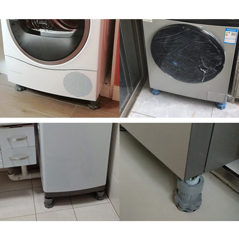 Set 4 Miếng Lót Chân Máy Giặt / Tủ Lạnh / Đồ Nội Thất Chống Rung / Trượt Màu Xám Tùy Chỉnh Tiện Dụng