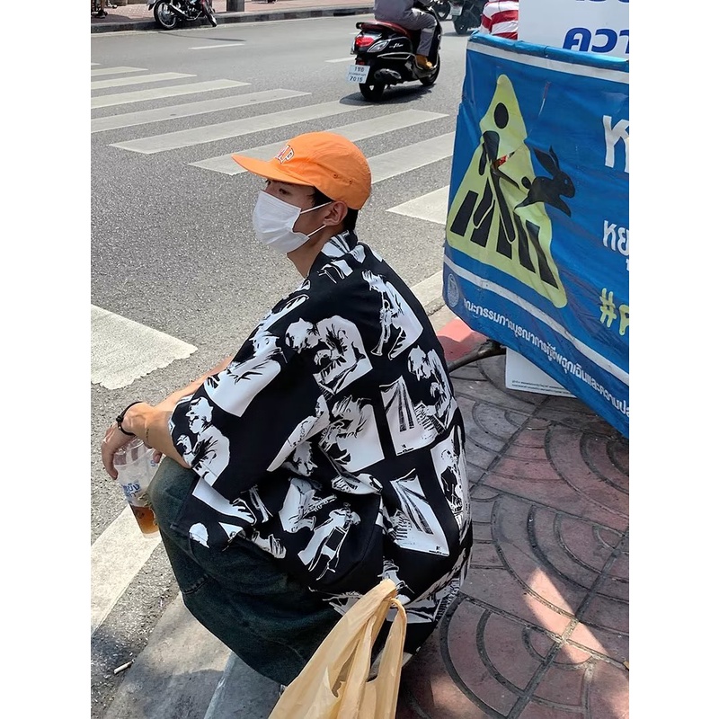 Toàn Bộ Áo Sơ Mi Ngắn Tay Thoáng Khí In Họa Tiết Hoa Phong Cách Hip Hop Mỹ Thời Trang Mùa Hè Cho