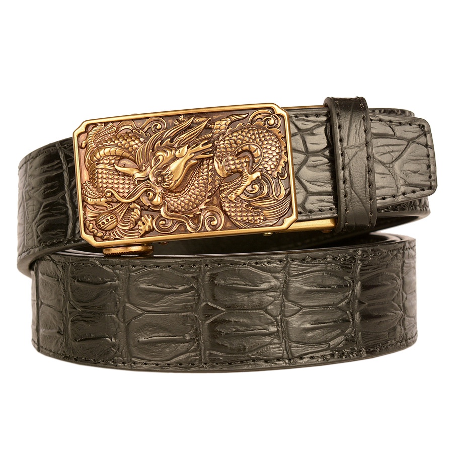 Thắt Lưng Da Bò Họa Tiết Da Cá Sấu Thiết Kế Mới Cao Cấp Thời Trang Cho Nam