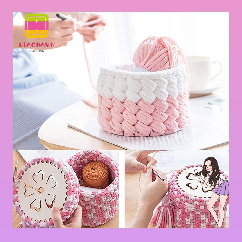 Bộ 2 Rổ Gỗ Tự Nhiên Hình Tròn Dùng Đựng Chỉ Thêu Tiện Dụng