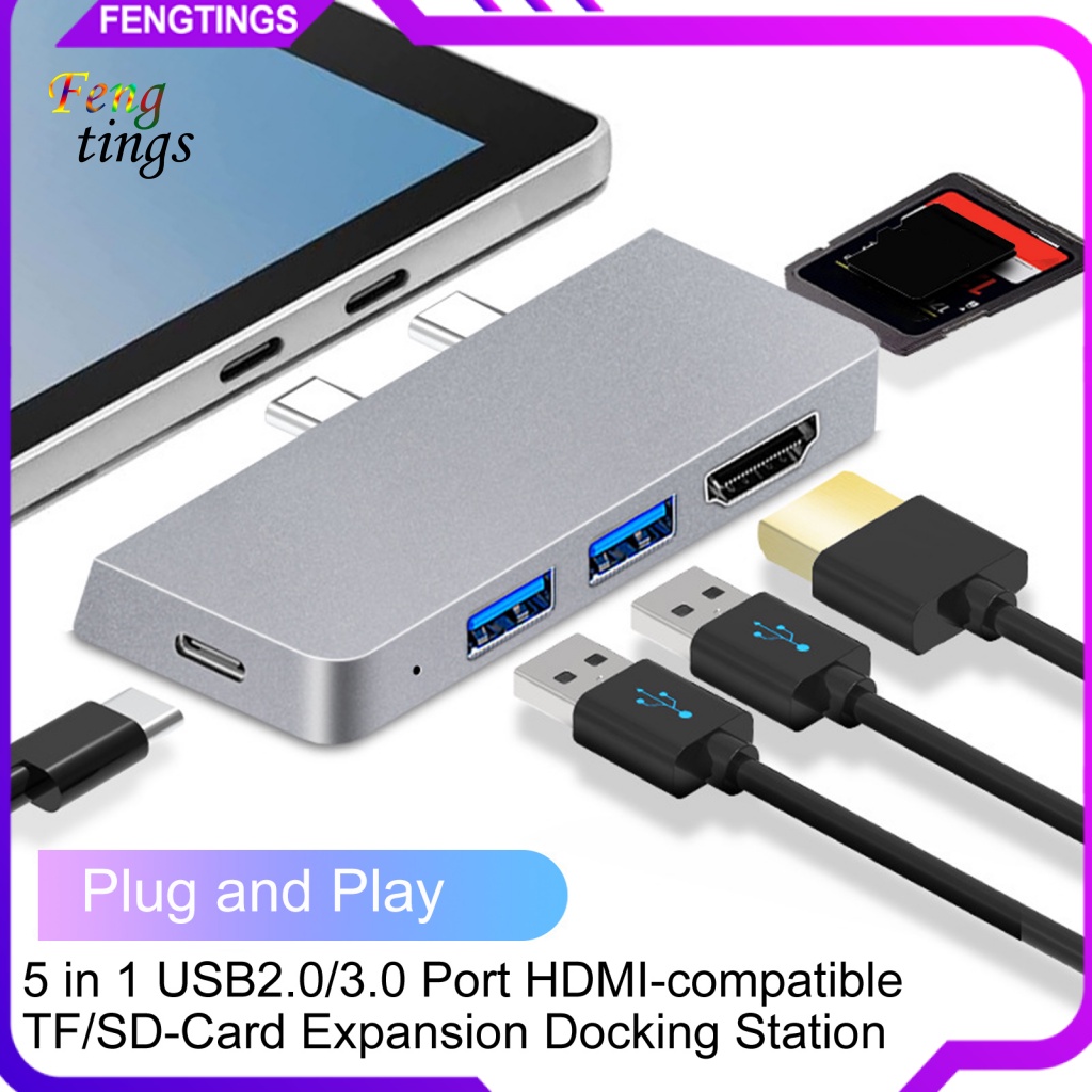 Trạm Sạc Máy Tính 6 Cổng Type-C USB2.0 / 3.0 Cổng HDMI-C TF / SD Cho Surface Pro 8