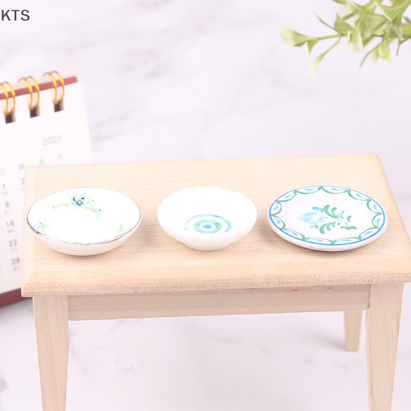 Set 2 Đĩa Chén Mini Tỉ Lệ 1: 12 Xinh Xắn Dùng Để Trang Trí Nhà Búp Bê