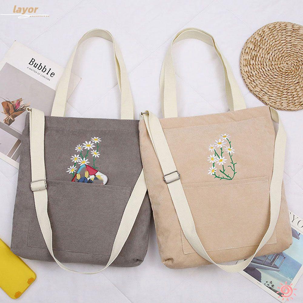 Túi Xách Đeo Vai Mềm Mại Họa Tiết Hoa Xinh Xắn Cho Nữ