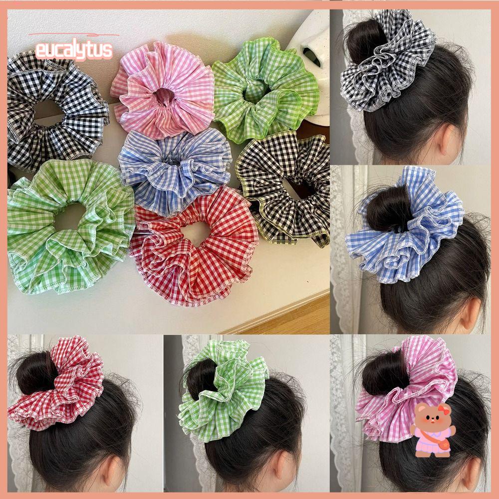 Eutus Băng Đô Cài Tóc Vải Ren Kẻ Sọc Caro Phong Cách Lolita