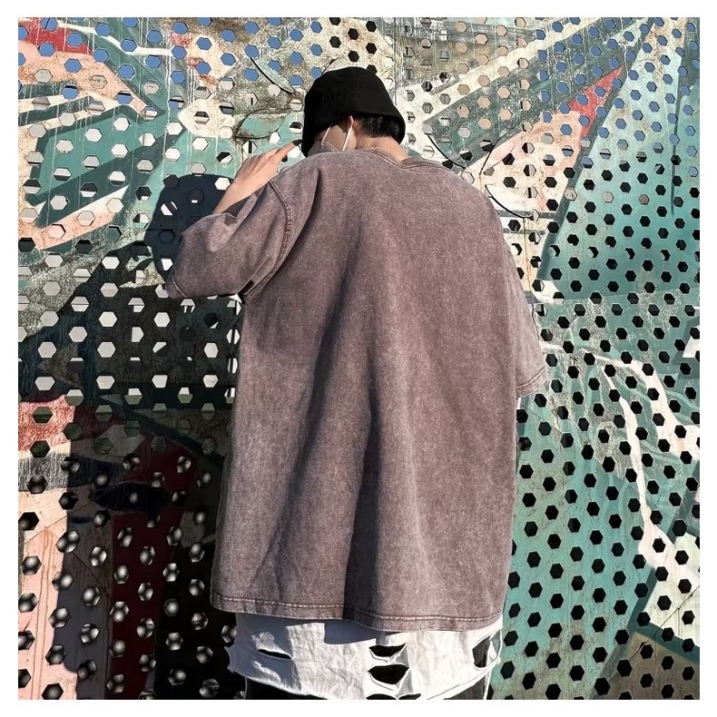 Áo Thun Cotton Tay Ngắn Cổ Tròn Dáng Rộng In Họa Tiết Độc Đáo Thời Trang Mùa Hè Cho Nam