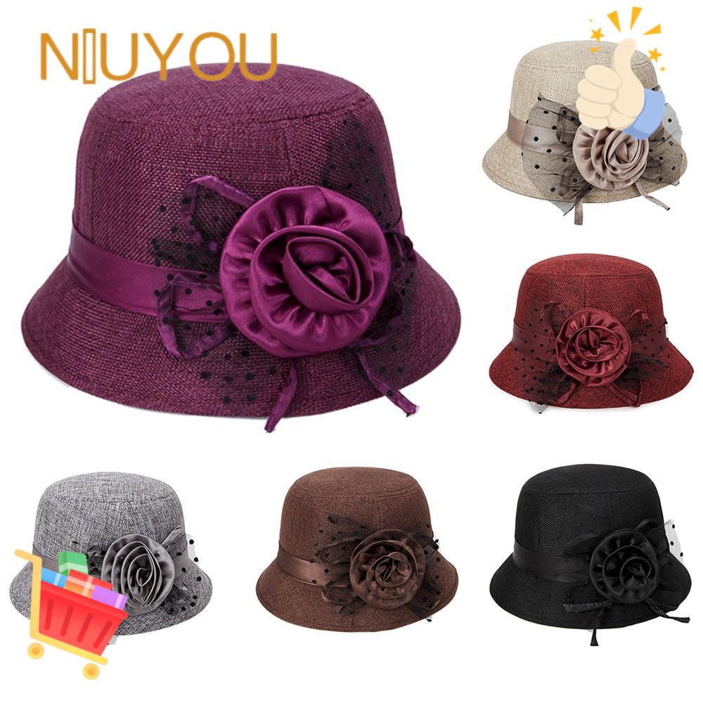 Mũ Vành Tròn Phối Lưới Họa Tiết Chấm Bi / Hoa Cho Nữ