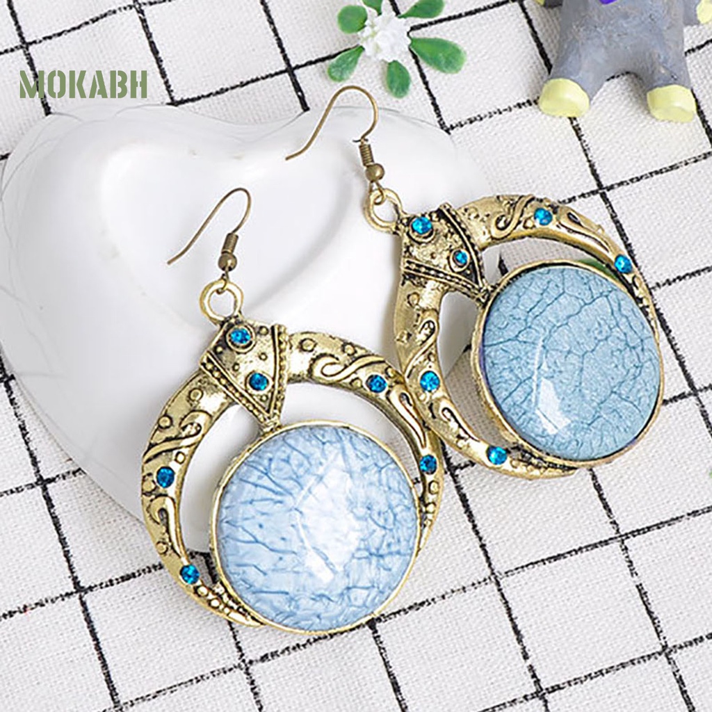 1 Cặp Bông Tai Tròn Đính Đá Phong Cách Bohemia Thời Trang