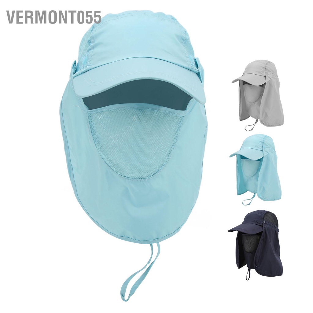 Vermont055 Mũ Chống Nắng Gió Cát Có Tấm Che Cổ Cho Câu Cá Ngoài Trời Đi Bộ Đường Dài Cắm Trại