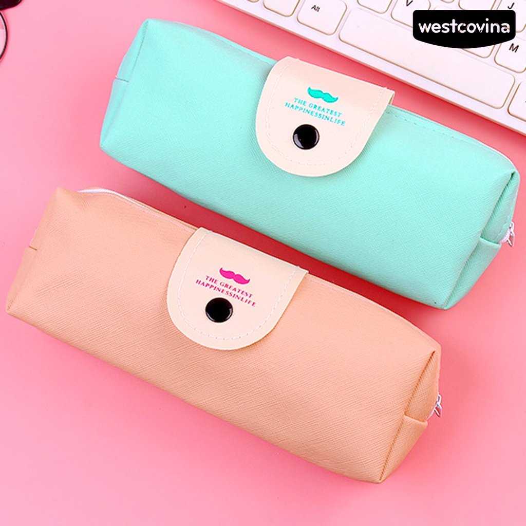 [WSTN]✎Túi Đựng Bút Chì Sức Chứa Lớn Có Khóa Kéo In Họa Tiết Hoạt Hình Dễ Thương Cho Học Sinh