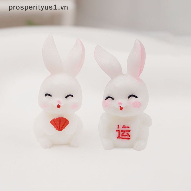 1 [prosperityus1] Set 10 Tượng Thỏ Mini Bằng Nhựa Resin Dạ Quang Dễ Thương Trang Trí Tiểu Cảnh [VN]