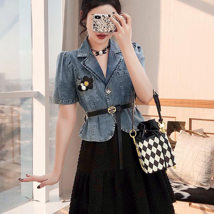 Set Áo Váy Denim Thời Trang Mùa Hè 2023 Phong Cách Mới Cho Nữ