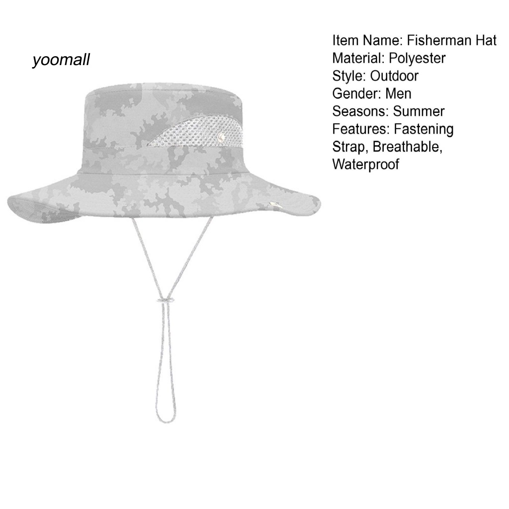 Mũ Tai Bèo Vành Rộng Họa Tiết Rằn Ri Điều Chỉnh Được Thoáng Khí Chống Nắng Mùa Hè Cho Nam