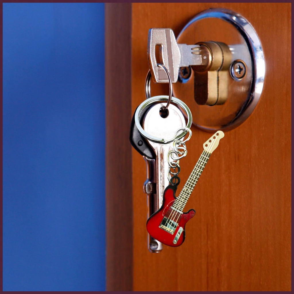 Móc Khóa Hình Cây Đàn Guitar Bằng Thép Không Gỉ