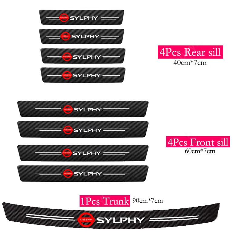 Miếng Dán Cửa Xe Hơi Nissan Sylphy G11 B17 B18 Bằng Sợi Carbon Chống Trầy Xước