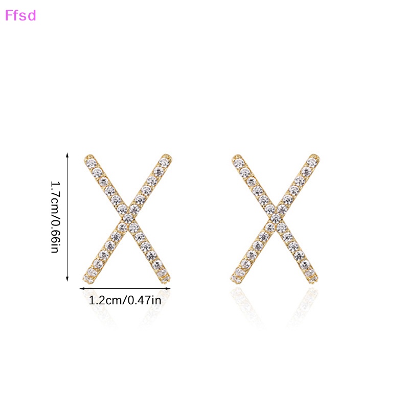1 Đôi Bông Tai Chữ X Đính Đá Đơn Giản Sáng Tạo Thời Trang Dành Cho Nữ
