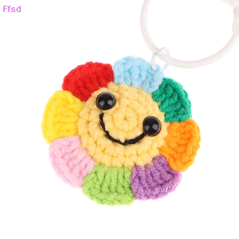 {Ffsd} Móc Điện Thoại Di Động Dạng Móc Khóa Đan Len Thủ Công Mặt Cười Hoa Hướng Dương Nhỏ Sáng Tạo Thích Hợp Làm Quà Tặ