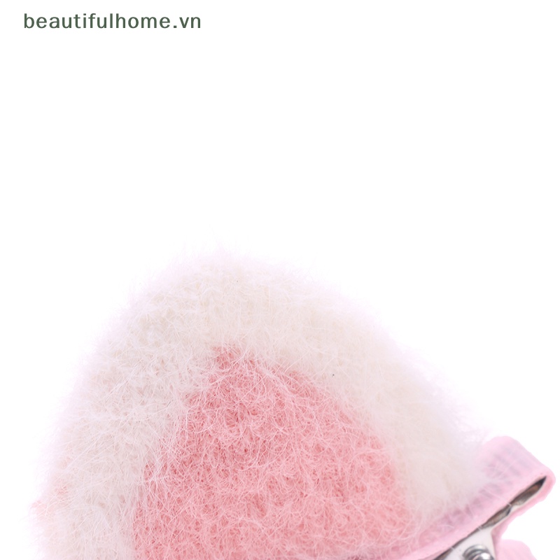 Kẹp Tóc Tai Thỏ Phủ Lông Nhung Dễ Thương Xinh Xắn