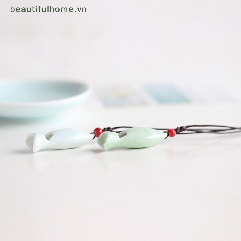 Vòng cổ Mặt Gốm Hình Cá Có Còi Phong Cách Retro