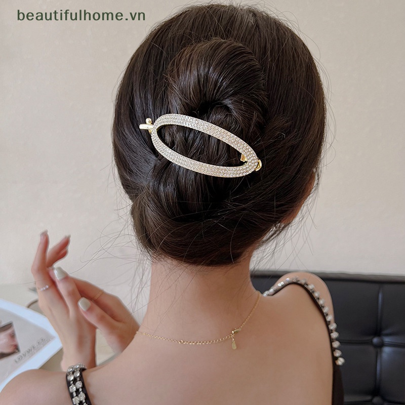 Kẹp Tóc Mỏ Vịt Bằng Kim Loại Đính Ngọc Trai Giả Lấp Lánh Thanh Lịch Thời Trang Cho Nữ