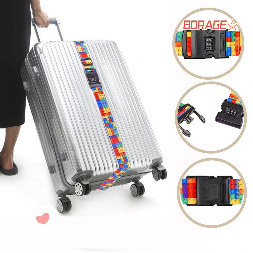 Dây Đai Khóa Hành Lý In Họa Tiết Khối Nhiều Màu