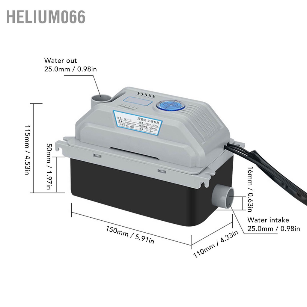 Helium066 Máy Bơm Xả Điều Hòa Không Khí 220VAC Đầu 1.2m Ngưng Tụ Thoát Nước Tự Động Im Lặng 10W 60L/H