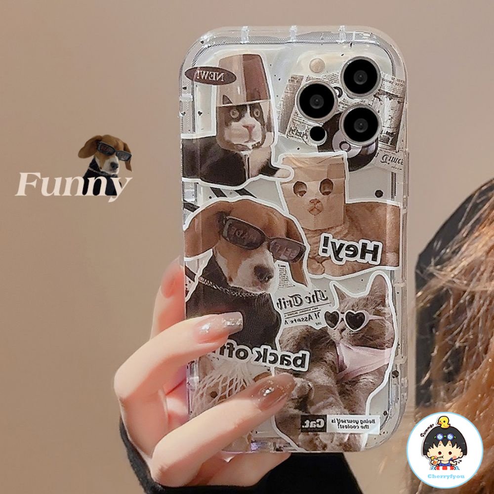 Ốp Điện Thoại TPU Mềm Chống Rơi Họa Tiết Cún Mèo Hoạt Hình Kiểu Retro Cho IPhone 11 14 13 12 Pro Max