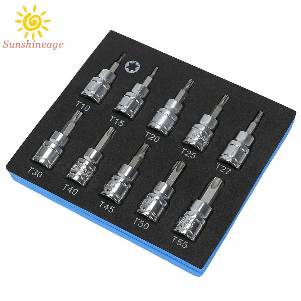 Bộ Mũi Khoan Torx 10 Kích Cỡ Khác Nhau Và 3 / 8 Ổ Cắm Cờ Lê