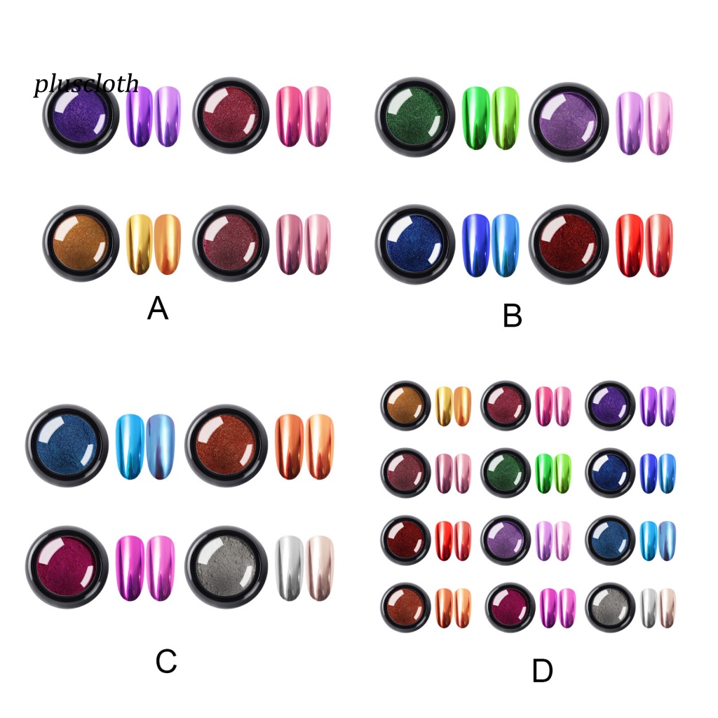 1 Bột Nhũ Kim Tuyến Trang Trí Móng Tay An Toàn Không Phai Màu Lâu Trôi 4 Phong Cách