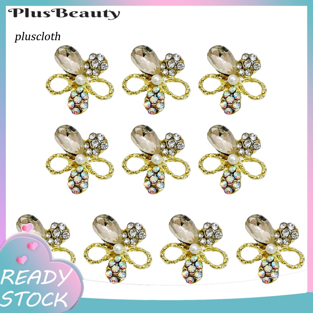 Set 10 Phụ Kiện Trang Trí Móng Tay Nghệ Thuật Hình Bướm 3D Bằng Hợp Kim Đẹp Mắt