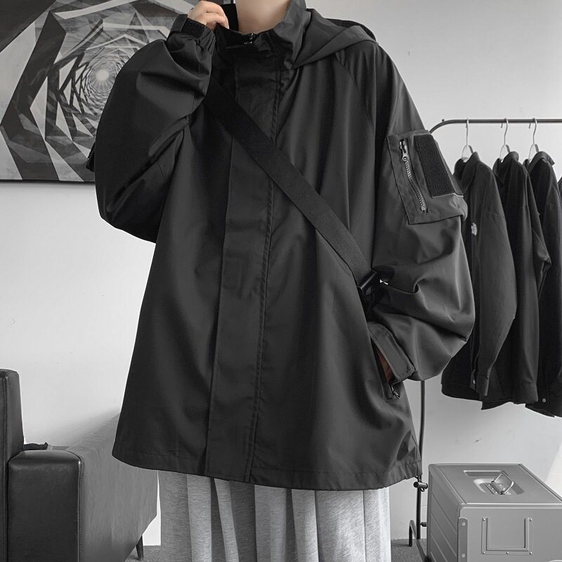 Áo khoác MNO.9 X110 Nam Chống Gió Oversize Thường Ngày Có Áo Hoodie Zip-Up. Tập thể dục ngoài trời