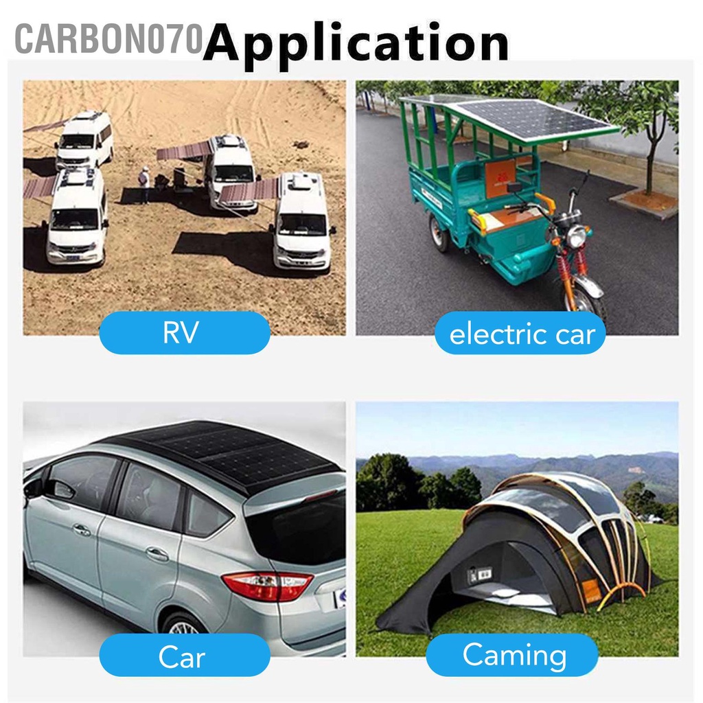 Carbon070 Bộ Tấm Pin Năng Lượng Mặt Trời 12W 12V  Sạc Di Động Đơn Tinh Thể Bán Linh Hoạt Chống Nước IP65 Với Điều Khiển 100A Cho RV