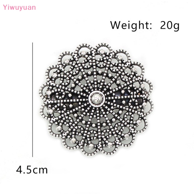 < Yiwuyuan > Kẹp Cài Áo Khoác Cardigan Dệt Kim Hình Tròn Họa Tiết Hoa Rỗng Vintage Cho Nữ Mới
