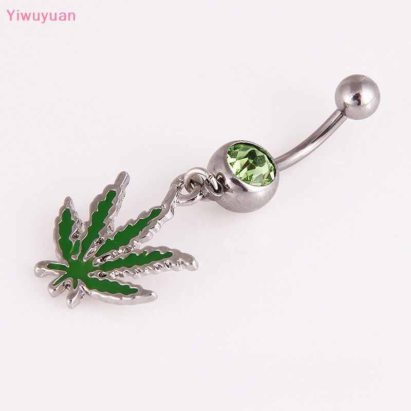< Yiwuyuan > Khuyên Rốn Đính Đá Zircon Hình Lá Phong Thời Trang Mới Cho Nữ