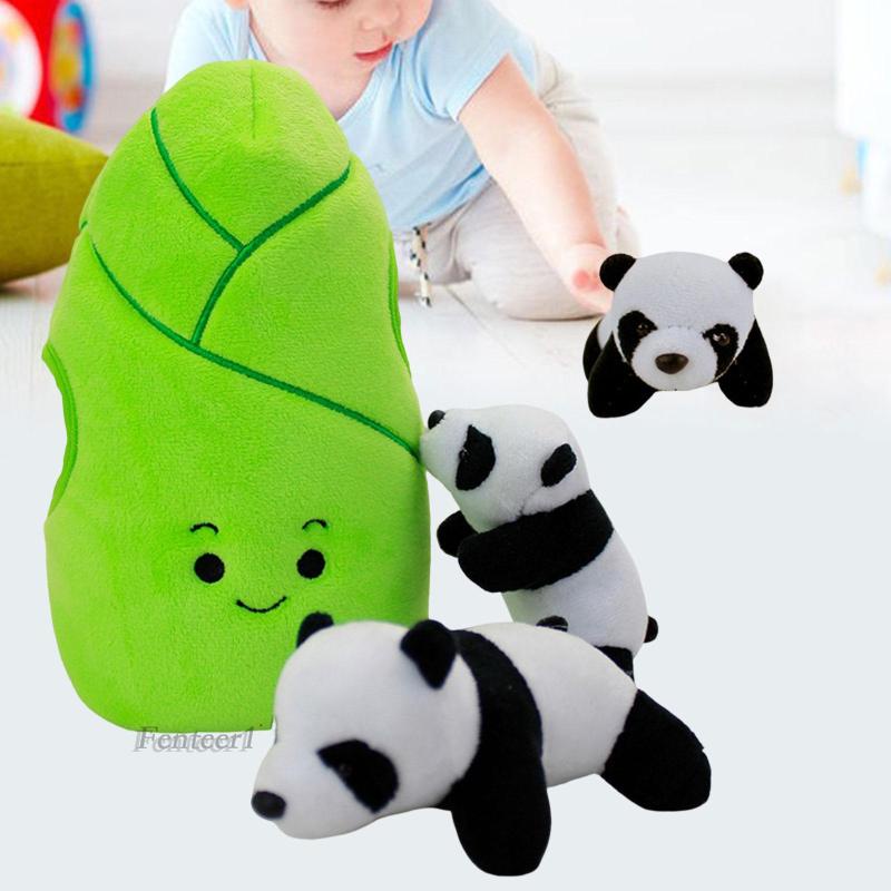 [Fenteer1] 4 Thú Nhồi Bông Hình Gấu Trúc Trang Trí Xe Hơi Dành Cho Trẻ Em Và Người Lớn