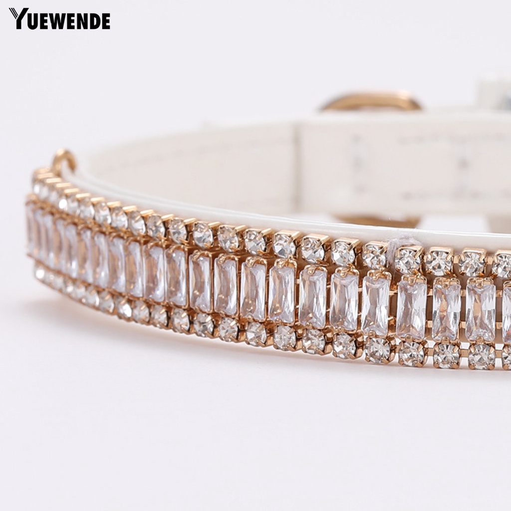 Vòng Cổ Giả Da Đính Đá Có Thể Điều Chỉnh Dành Cho Thú Cưng