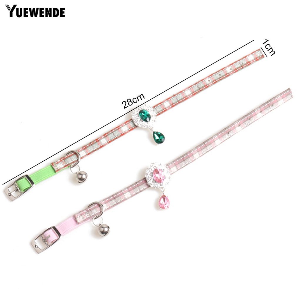 Vòng Đeo Cổ YQ.E Họa Tiết Kẻ Ô Đính Đá Có Thể Điều Chỉnh Tiện Dụng Cho Thú Cưng