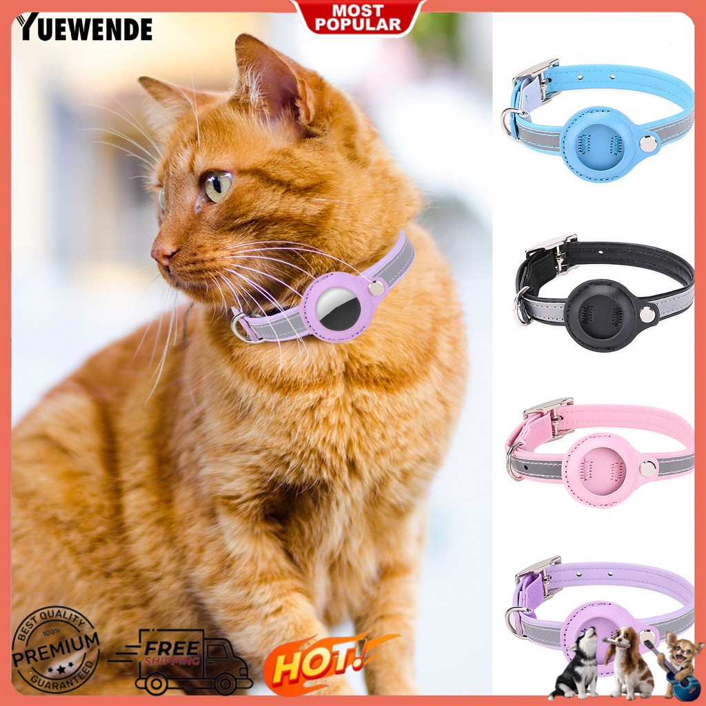 Yq.e Vòng Cổ Da Giả Màu Trơn Phản Quang Chống Mài Mòn Giữ Thẻ Không Khí Cho Thú Cưng