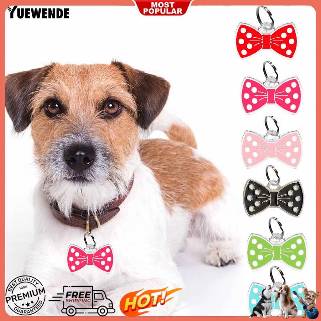 Yq.e Thẻ ID Thú Cưng Bằng Hợp Kim Kẽm Hình Nơ Chống Ăn Mòn Phong Cách Cho Thú Cưng