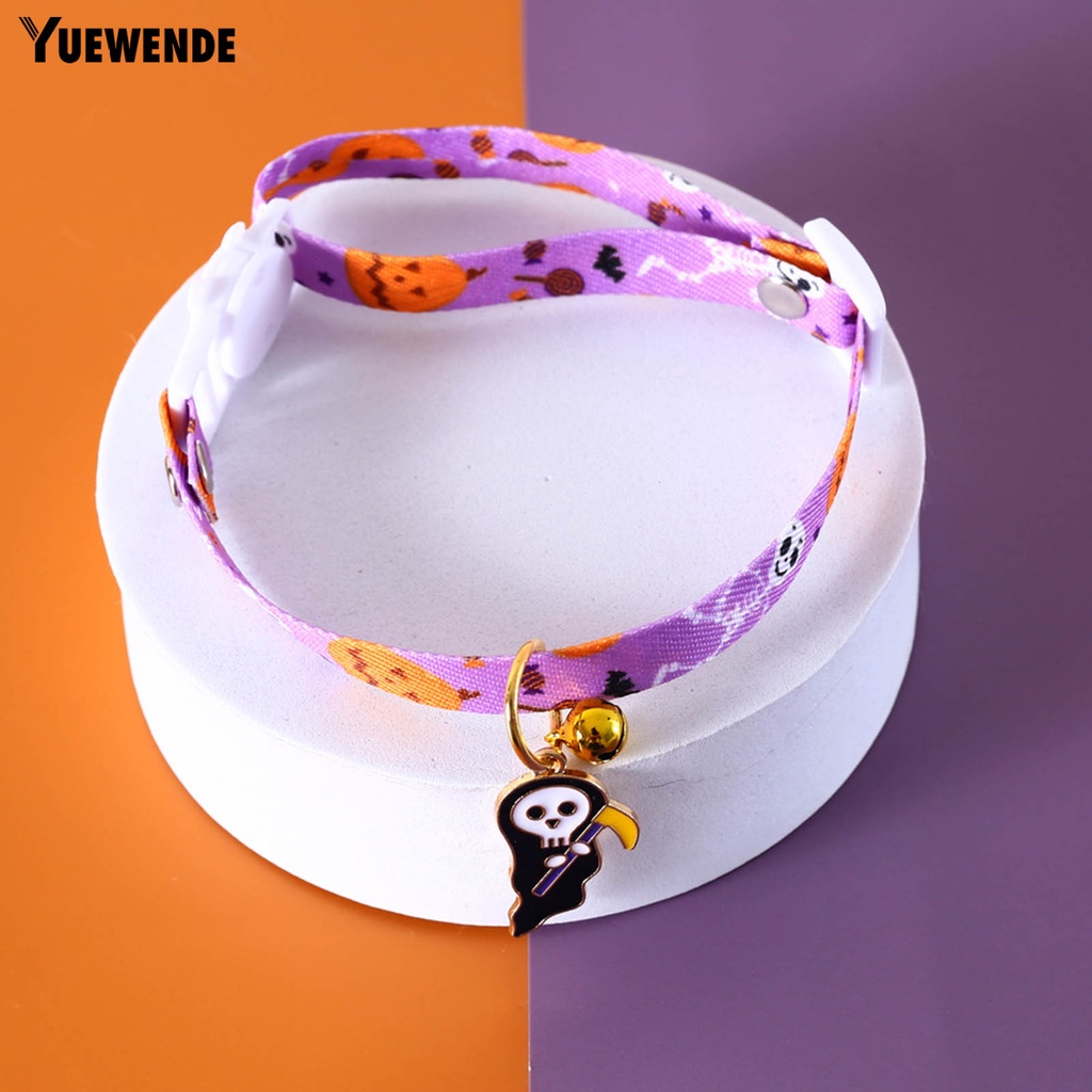 Yq.e Vòng Cổ Họa Tiết Ma Bí Ngô Chống Sặc Nước Mềm Mại Có Chuông Cho Thú Cưng Trong Lễ Hội Halloween