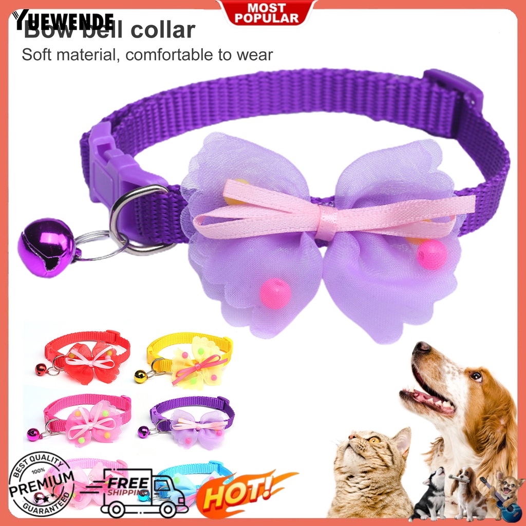 Yq.e Vòng Cổ Thắt Nơ Màu Trơn Dễ Thương Tinh Tế Có Chuông Dành Cho Cún Cưng / Mèo Cưng Trong Lễ Hội