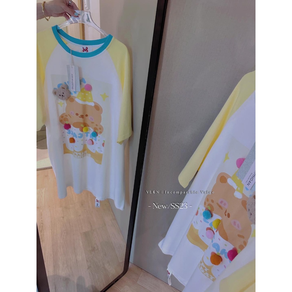 Áo thun gấu tay màu ca.ke jiwa