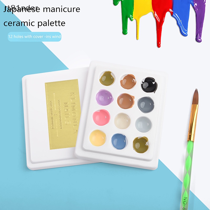 Rt Bảng Pha Màu Nước Vẽ Móng Nghệ Thuật Bằng Gốm Sứ Có Nắp Nhựa Paing n