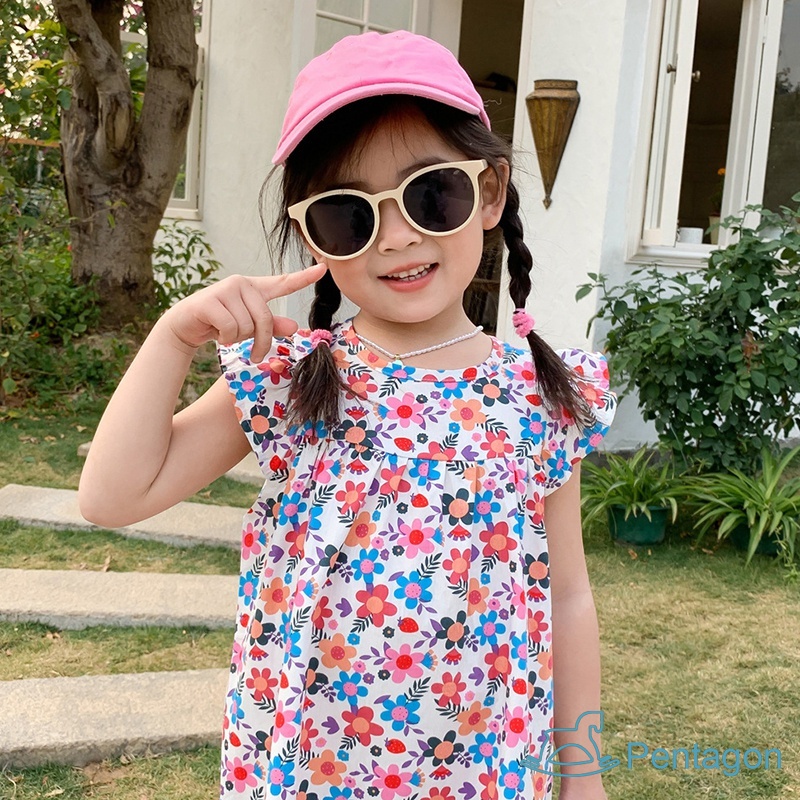 Đầm Dự Tiệc Dài Đến Đầu Gối Phối Bèo Ngọt Ngào Thời Trang Mùa Hè Cho Bé Gái