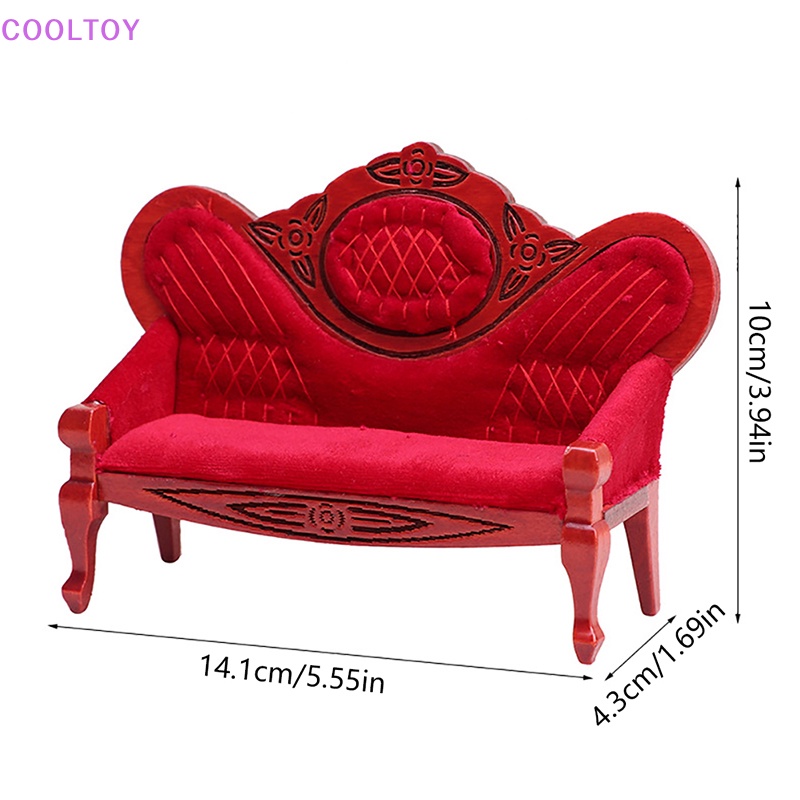Cooltoy Mô Hình Ghế Sofa Màu Đỏ Phong Cách Retro Tỉ Lệ 1: 12 Trang Trí Nhà Búp Bê