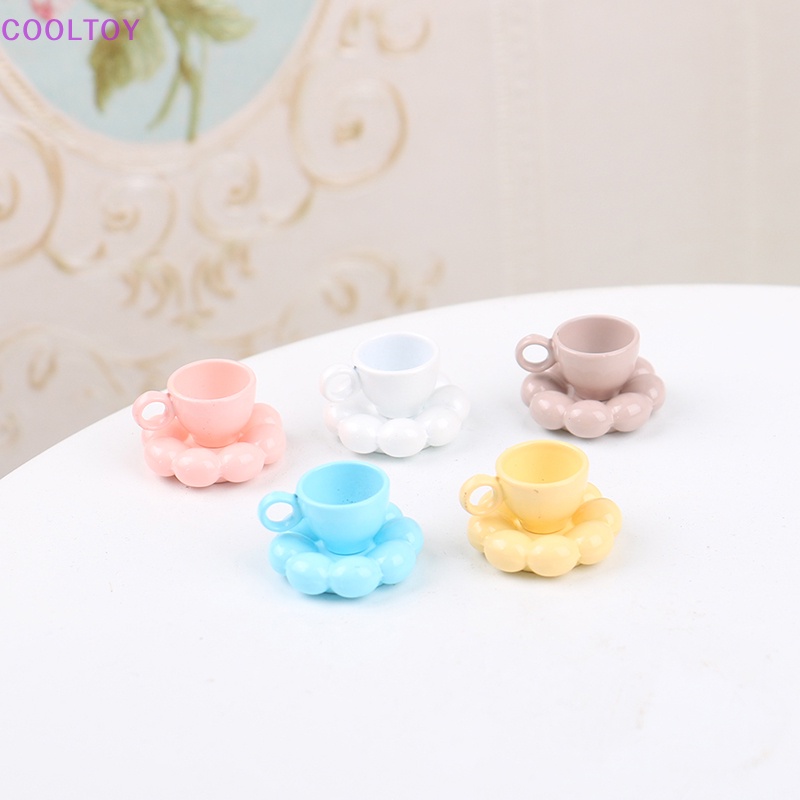 1 Bộ Tách Uống Cà Phê / Đĩa Hoa Trang Trí Nhà Búp Bê DIY