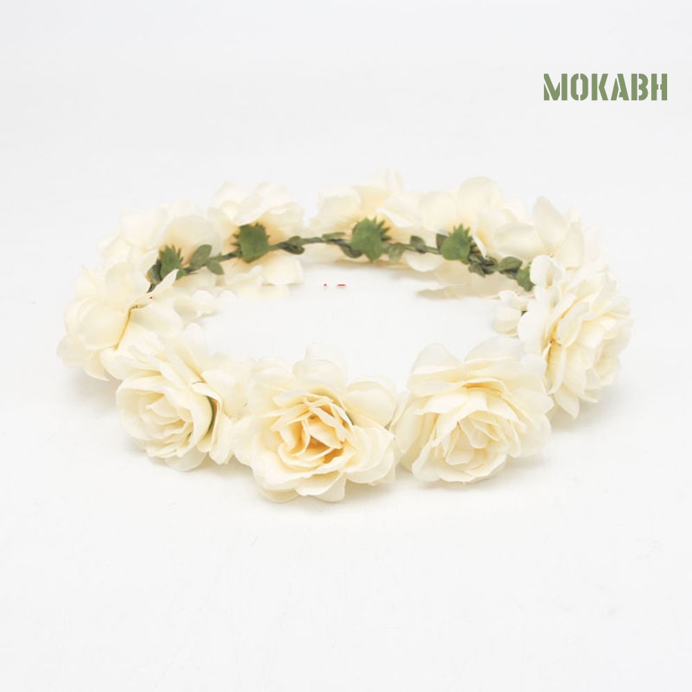 Vòng Hoa Hồng Đội Đầu Phong Cách Bohemia Cho Cô Dâu