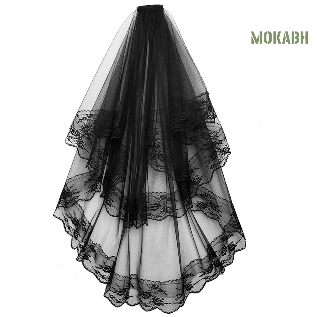 Mạng Che Mặt Hai Lớp Phối Ren Gọn Nhẹ Dễ Phối Đồ Kèm Lược Cài Tóc Cho Cô Dâu