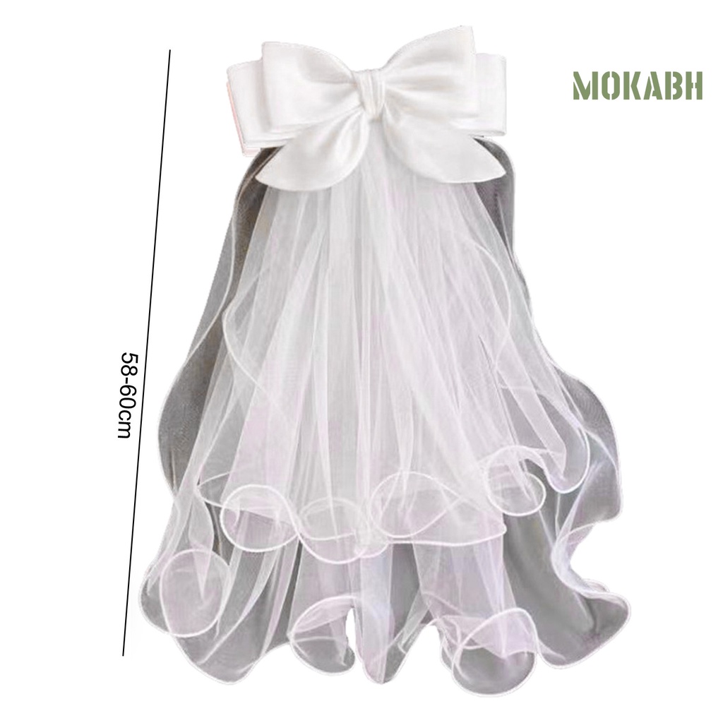 [Mokabh] Mạng Che Mặt Màu Trắng Dài Đẹp Thu Hút Thanh Lịch Thời Gian Uốn Tóc Cho Cô Dâu Cung Cấp