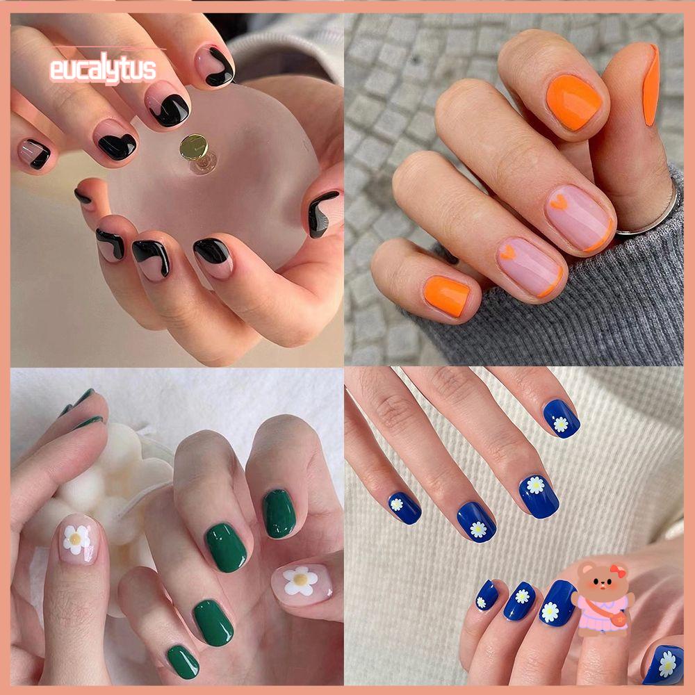 Bộ 24 Móng Tay Giả Đầu Tròn / Vuông Có Thể Tháo Rời